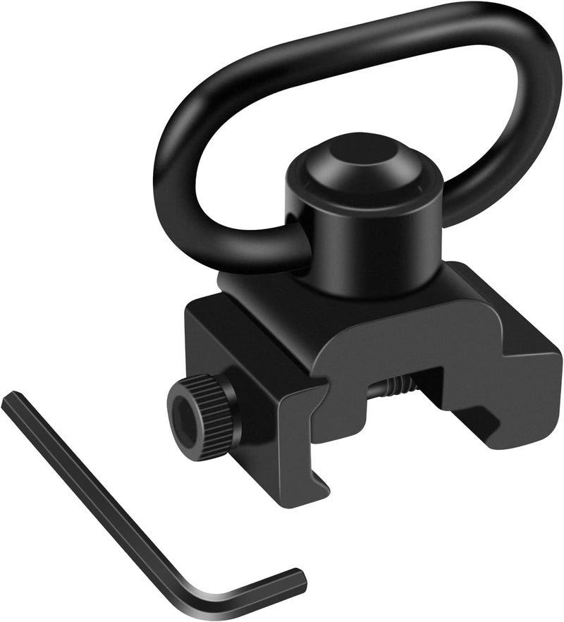 LONSEL 360° Rotation Picatinny 2 Point and Traditional Sling Swivel Mounts Picatinny Rail Mount with 1.25" Push Button QD Sling Swivels - Black (1 Pack) - Image 1
